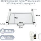 SWANEW Zwischenbaurahmen zum Verbinden von Waschmaschine und Trockner, Zwischenbausatz mit Auszug als Ablage, passend für 60x60 cm Geräte