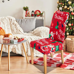 SWANEW Stuhlhussen Weihnachten, 6/12X elastische Stuhlbezüge, Stuhlüberzug