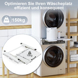 SWANEW Zwischenbaurahmen zum Verbinden von Waschmaschine und Trockner, Zwischenbausatz mit Auszug als Ablage, passend für 60x60 cm Geräte