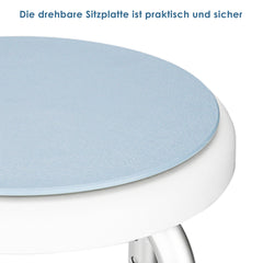 SWANEW Duschhocker für Senioren, 360°Drehbarer Runder Badhocker, höhenverstellbarer,Rutschfester Badezimmerhocker,Duschhilfe，belastbar bis 136 kg