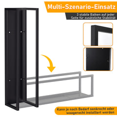 SWANEW Kaminholzregal Metall, Hängend brennholzregal, Feuerholzregal