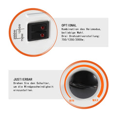 SWANEW Konvektor Heizung Elektro, Konvektor Heizung Elektroheizung, 2000W