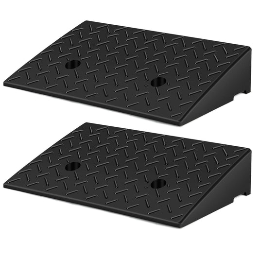 SWANEW 2 Stück Auffahrrampe Gummi, Bordsteinrampe, Rollstuhlrampe 49x30x11cm