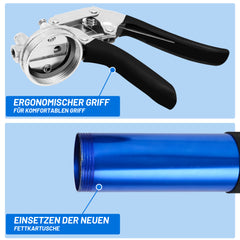 SWANEW Einhand Fettpresse mit Pistolengriff 8000PSI Handhebelfettpresse inkl. Flexschlauch und Gerades Metallrohr, Pistolenfettpresse Kompatibel mit 400g Kartusche oder Loses Fett