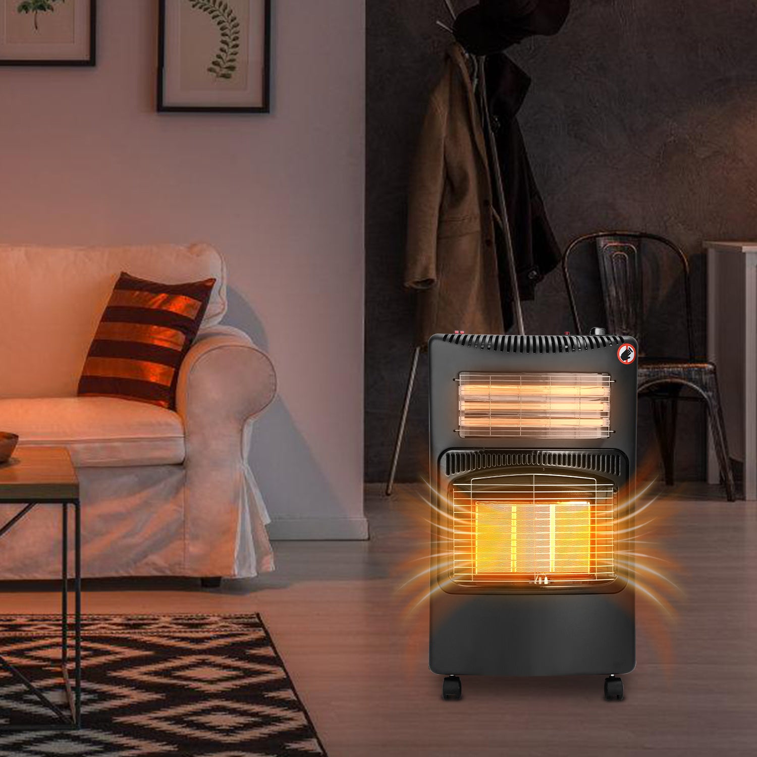 SWANEW Gasheizer für Gasflasche, Gasheizung, 4200W + 1200W Gas-Elektro-Heizgerät