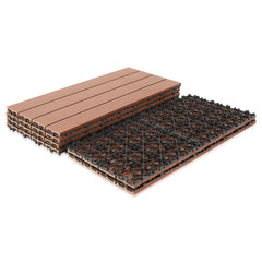 WPC Terrassenfliesen, 30x30 cm/30x60 cm Balkon Bodenfliese, Gartenfliesen mit Klick-System, Terrassendielen Balkonfliesen Klickfliesen, Anthrazit, Braun