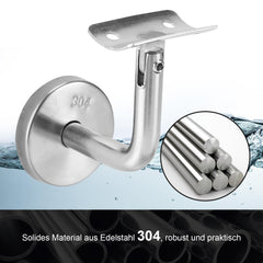 SWANEW Edelstahl Handlaufhalter, Handlaufträger mit Abdeckrosette, Handlauf Wandhalter Neigung Verstellbar Wandbefestigungen, Handlaufstütze