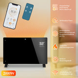 SWANEW Elektroheizung 2000W, Konvektor Heizung, Elektroheizkörper, Standgerät Elektrisch Heizkörper, Infrarotheizung mit Fernbedienung Thermostat & App-Steuerung, Wandmontage, [Energieklasse A]