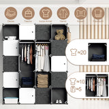 SWANEW DIY Kleiderschrank, 12/16/20 Würfel, Regalsystem, Offen Kunststoff Garderobe, Steckregal
