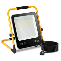 SWANEW LED Baustrahler 50W-200W, Arbeitsleuchte IP66 Wasserdicht, LED-Strahler mit 3M Kabel, und Faltbarer Ständer, 6000K Kaltweiß Fluter für Werkstatt  (mit Stecker)