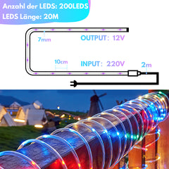 SWANEW 10 Meter LED Lichterschlauch Außen, Wasserfest LED Schlauch, mit Fernbedienung & Timer, Dimmbar & Memory-Funktion, IP65 [Energieklasse F]