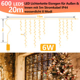 SWANEW LED Eisregen lichterkette, 5m/10m/15m LED Lichtervorhang, IP44 Außen weihnachtsbeleuchtung