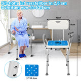 SWANEW Duschhocker für Senioren Duschstuhl mit Armlehnen und Rückenlehne Badezimmerhocker bis 136kg Badhocker Höhenverstellbar Badhocker für die Dusche