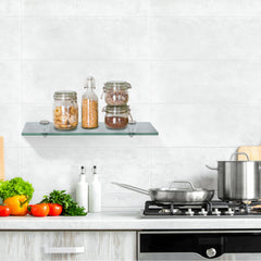 SWANEW Glasablage Glasregal, Wandregal Mattglas mit 8mm ESG Sicherheitsglas und Halterung, Duschregal/Badablage