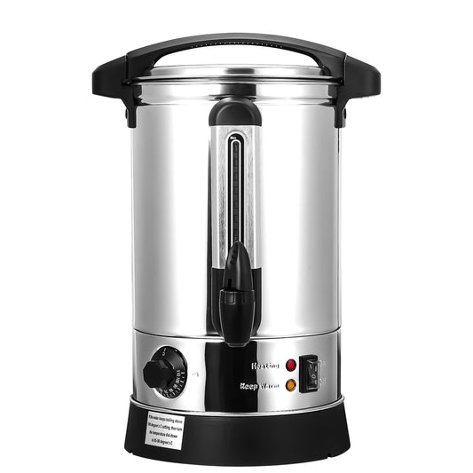 SWANEW Glühweinkocher 8L Glühweinkessel Edelstahl mit Auffangschale Zapfhahn Temperatureinstellung 30-110°C Glühweinautomat Heißgetränkespender