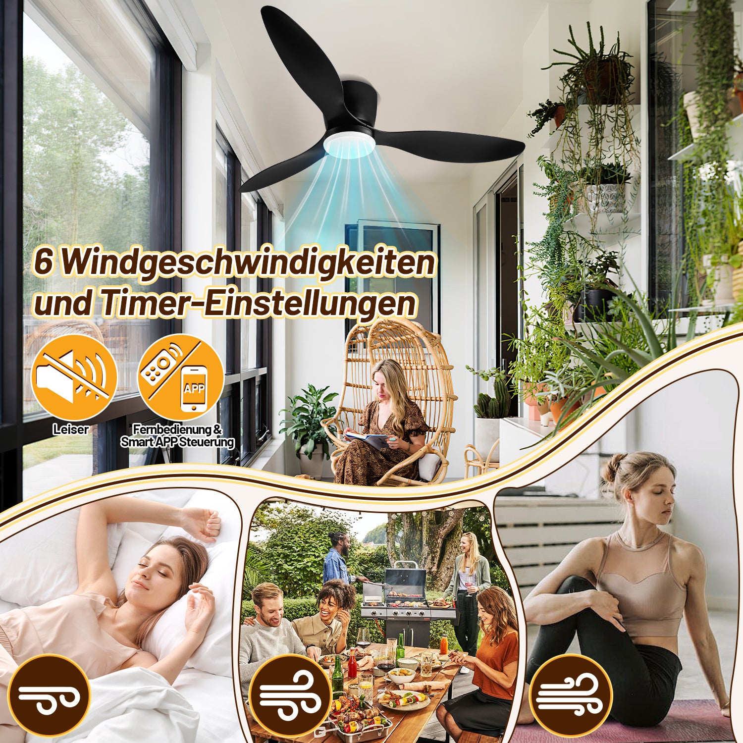 Deckenventilator Mit Beleuchtung, 132cm