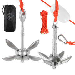 SWANEW Bootsanker mit 20m reißfesten Ankerleine Klappanker Faltanker 0.7kg/1.5kg