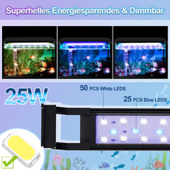 SWANEW LED Aquarium Beleuchtung, 16W/20W/25W, Aquariumbeleuchtung Weiß Blau, Aquarium Lampe mit Verstellbarer Halterung, für 90cm-120cm Süßwasser-Aquarien