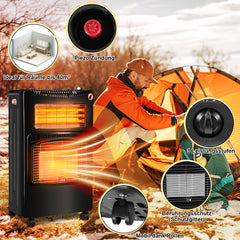 SWANEW Gasheizer 4200W & Elektroheizung 1260W, Elektrische Gas-Zweizweckheizgeräte, Infrarot Heizstrahler, Heizstrahler Gasheizgerät mit 3 Schutzvorrichtungen [Energieklasse A]