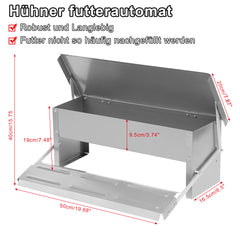 SWANEW Futterautomat Hühner Futterspender 5kg Tröge, mit Deckel, futtertrog hühner, Wetterfester Fußpedal selbstöffnender Futtertrog