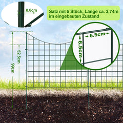 SWANEW Teichzaun Gartenzaun Steckzaun, Zaunelemente metall Gitterzaun Set ür den Garten, Freigehege