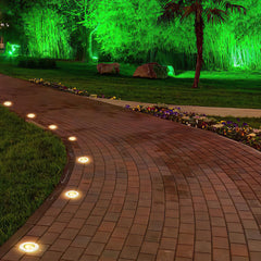 SWANEW Bodeneinbaustrahler Aussen  Warmweiß Runde Bodenstrahler, 3W IP67 WasserdichtBodenleuchte aus Edelstahl für [Energieklasse G]