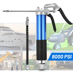 SWANEW Einhand Fettpresse mit Pistolengriff 8000PSI Handhebelfettpresse inkl. Flexschlauch und Gerades Metallrohr, Pistolenfettpresse Kompatibel mit 400g Kartusche oder Loses Fett