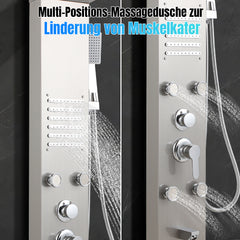 SWANEW Duschpaneel mit Armatur, 5 Funktionen, Verstellbare Massagedüsen, Wandduschpaneel Duschsäule, Edelstahl