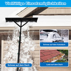 SWANEW Photovoltaik Schneeschieber Mit Rollen, Dachräumer, 108-360 cm Alu teleskopierbar