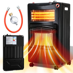 SWANEW Gasheizer 4200W & Elektroheizung 1260W, Elektrische Gas-Zweizweckheizgeräte, Infrarot Heizstrahler, Heizstrahler Gasheizgerät mit 3 Schutzvorrichtungen [Energieklasse A]