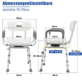 SWANEW Duschstuhl 360°Drehbarer, Höhenverstellbar Duschsitz mit abnehmbaren Armen und Rückenlehne,  Badehocker, rutschfest, Stabil