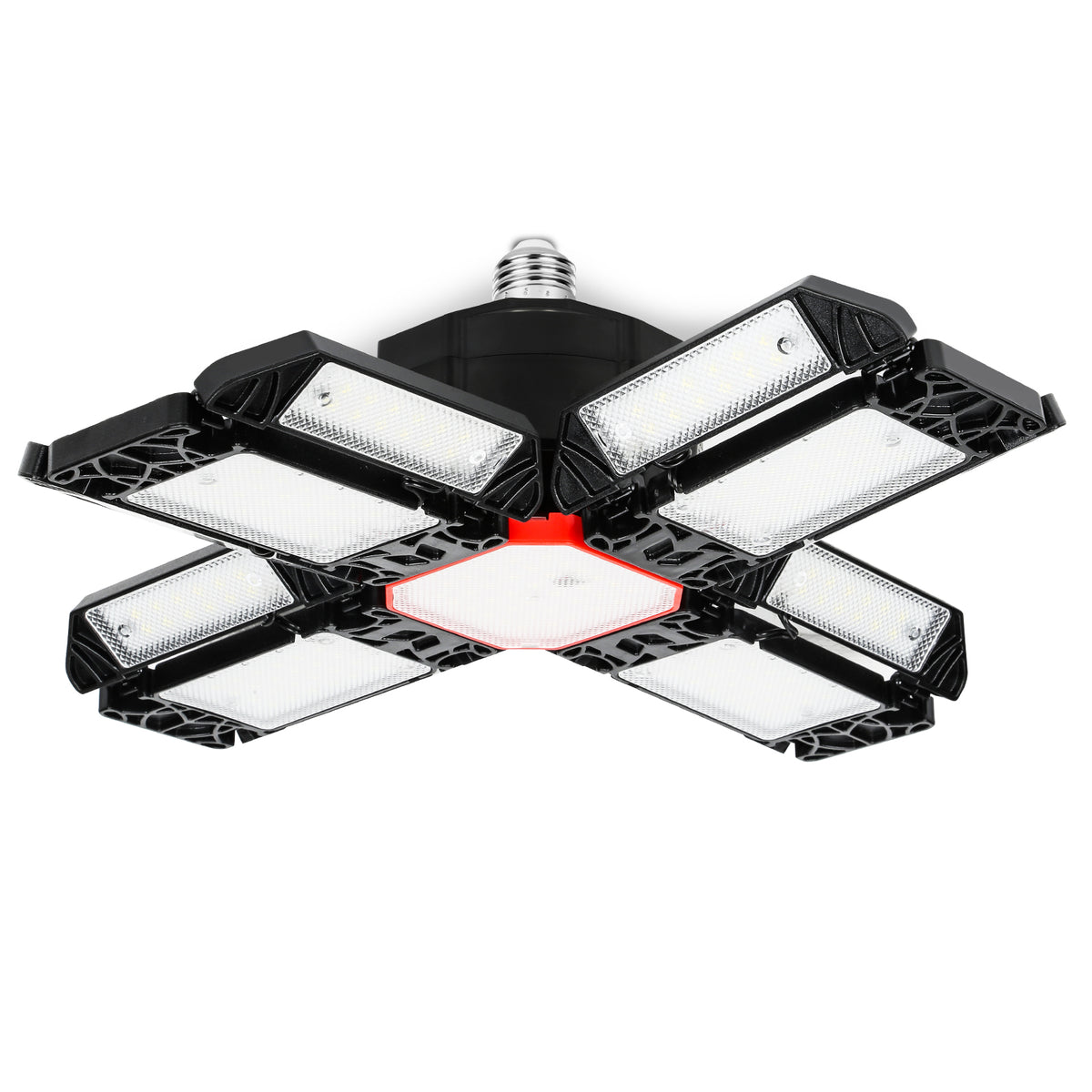 SWANEW Led Werkstatt Deckenleuchte, Garagenlampe 200W, Led Garagenbeleuchtung 20000LM 6500K, Werkstatt Beleuchtung mit 12 Verstellbaren Paneelen, E26 / E27 Werkstattbeleuchtung für Keller [Energieklasse F]