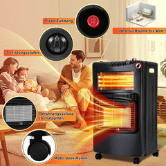 SWANEW Gasheizung für Innenräume, 4,2kw+1,26kw Gas-Elektro-Heizgerät, Gasheizer mit 3 Heizstufen für Gasflaschen bis 15kg, mit Gasdruckregler, Gasschlauch & Euro Gasflaschen Adapter [Energieklasse A]