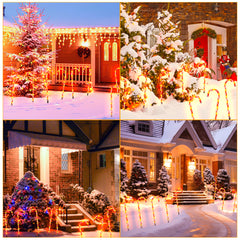 SWANEW Zuckerstangen LED Garten Weihnachtsdeko, 4/8 Stück Zuckerstange Weihnachts Dekoration Leuchtstab Außen, mit Erdspieß, wasserdichte Batteriebox