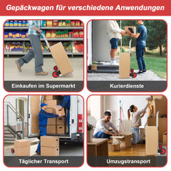 SWANEW Sackkarre klappbare, Stapelkarre, Transportkarre, 60kg Belastbarkeit