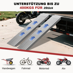 SWANEW 2 Stück Auffahrrampe 135cm, Laderampe Verladerampe verzinkter Stahl, Anhängerrampe max. 400kg, rutschfeste Verladeschiene, Motorradrampe
