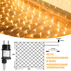 SWANEW LED Lichternetz Außen LED Lichtervorhang Lichterkette Netzlicht mit 8 Modi,  Memory-Funktion, IP44 Wasserdicht [Energieklasse G]