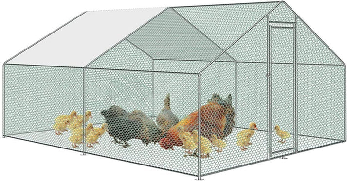 SWANEW Hühnerstall Hühnerhaus Saustierkäfig 3x4x2m Geflügelstall Außengehege Freilaufgehege Verzinkter Stahl Hühnerhaus
