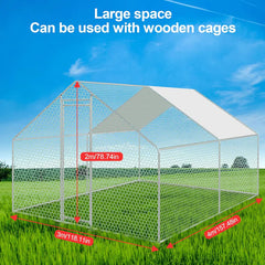 SWANEW Hühnerstall Hühnerhaus Saustierkäfig 3x4x2m Geflügelstall Außengehege Freilaufgehege Verzinkter Stahl Hühnerhaus