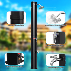 SWANEW Solardusche 20/35/40 Liter Solar Gartendusche Inkl. Schutzhaube und 180° Regenduschkopf, bis 60°C, 50 PSI Wasserdruck, ohne Stromanschluss, für den Garten Urlaub und Camping