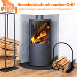 SWANEW Feuerholzablage Tragbarer Kaminholzkorb mit Griff Kompakter Kaminholzregal  40x30x46cm