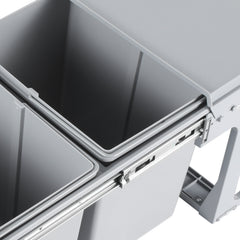 SWANEW 2x Abfallsammler, Einbau Mülleimer 2 x 15L, Mülltrennungssystem Mülleimer küche, Abfalleimer mit Teleskopschienen, für Schränke ab 350 mm Breite