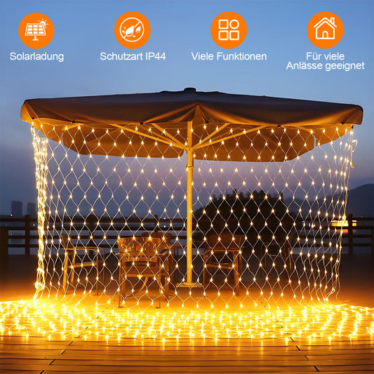 SWANEW solar lichternetz, lichternetz mit Fernbedienung, 8 Modi+TimingFunktion+MemoryFunktion, IP44, Helligkeit einstellbar