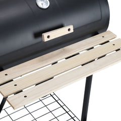 SWANEW Stand Räder XL Holzkohlegrill 2in1 Standgrill BBQ Ablage Säulengrill Fahrbar
