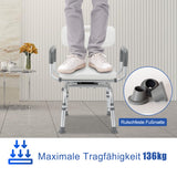 SWANEW Duschstuhl 360°Drehbarer, Höhenverstellbar Duschsitz mit abnehmbaren Armen und Rückenlehne,  Badehocker, rutschfest, Stabil