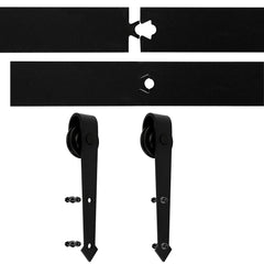 SWANEW Schiebetürbeschlag Komplettset - Schiebetürsystem für Holztüren und Falttüren Laufschiene-Schiene