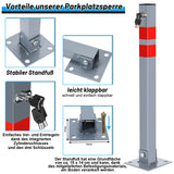 SWANEW Parkpfosten Klappbar, Absperrpfosten, Parkplatzsperren mit Reflexstreifen, abschließbar