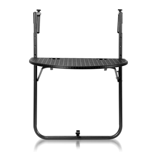 Balkontisch klappbar Hängetisch, klapptisch Balkongeländer, 3-Fach höhenverstellbarer balkontisch zum einhängen, 60 x 40 cm Halbrund Balkontisch klappbar Schwarz