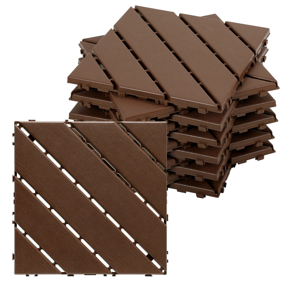 SWANEW 30x30cm PP Terrassenfliesen, PP-Klickfliesen, Kunststoff-Bodenbelag