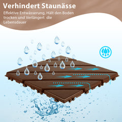 SWANEW 30x30cm PP Terrassenfliesen, PP-Klickfliesen, Kunststoff-Bodenbelag